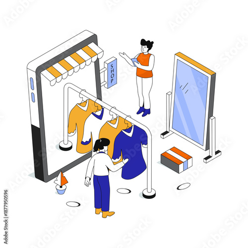 Modern design illustration of online clothes shop