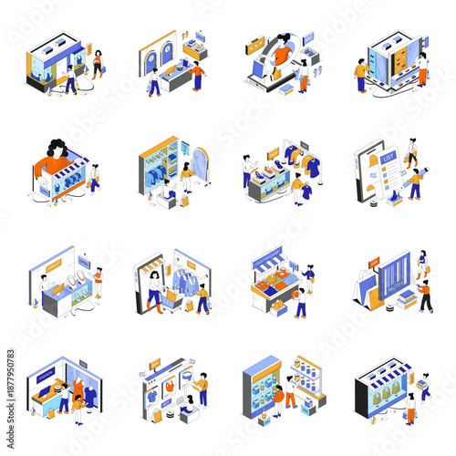 Set of Shopping Flat Illustrations 

