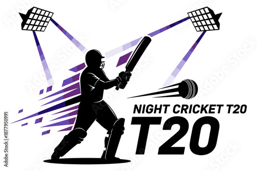 Night Cricket T20 League Capturing the Thrill and Excitement of Modern Cricket Under the Floodlights with Dynamic Visuals