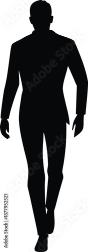 Silhouettes of a man and woman in business attire standing vector illustration