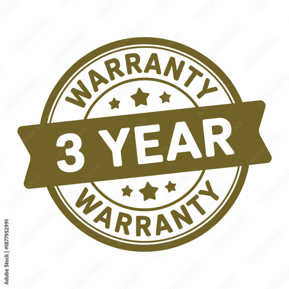 Obraz premium A three year warranty badge with a circular design and golden tones