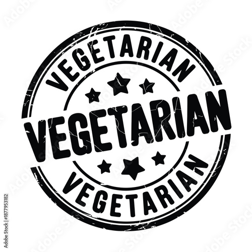 Circular vegetarian stamp with stars and bold lettering a dietary choice