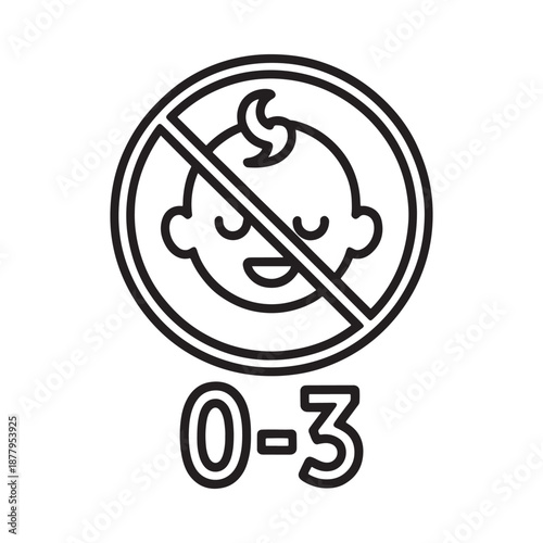 no children allowed sign with baby face and age range