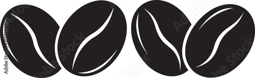 Roasted coffee beans silhouette icons for cafe, espresso and caffeine energy themes