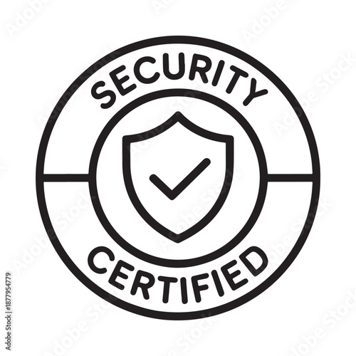 Security certified emblem with shield and checkmark logo