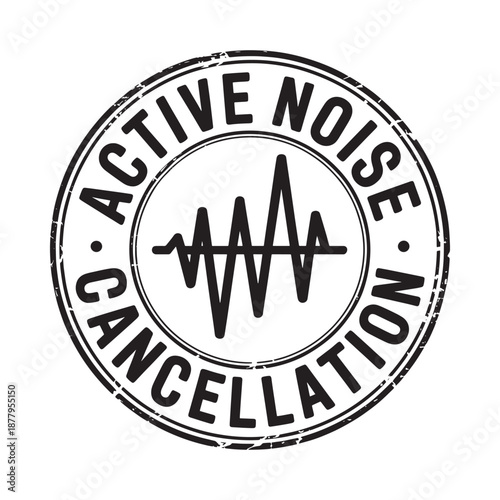 Active noise cancellation technology symbol with sound wave