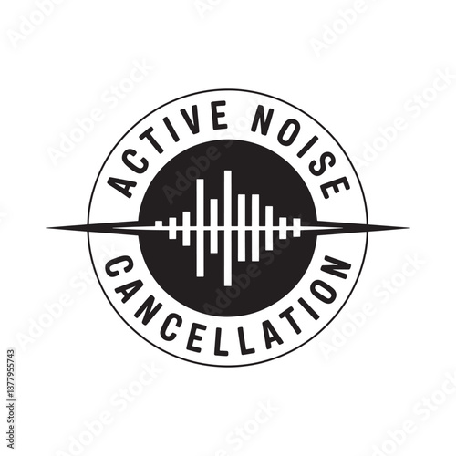 active noise cancellation logo with sound wave design