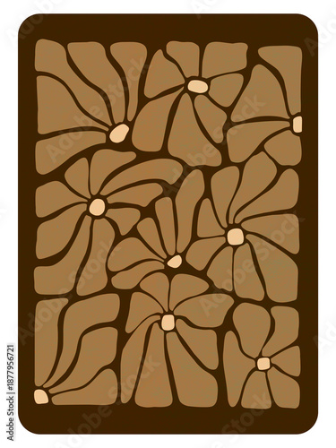 Vintage 70s Style Flower Pattern in Chocolate Brown and Mocha Tones, Digital Floral Illustration with Groovy Aesthetic, Retro Botanical Art for Textile Design, Home Interior Decor, Bloom Graphicss 