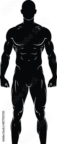 Black and white silhouette of a horned demonic warrior playing electric guitar on a mountain peak, heavy metal fantasy, isolated.