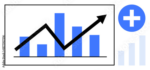 Business growth concept. Business growth with an upward chart and positive trend symbol. Business growth for analytics, finance, marketing, investment, and strategy