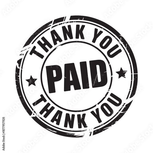 a black and white image of a paid stamp