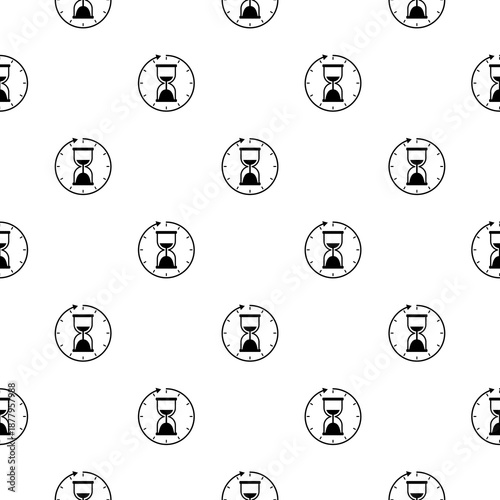 Hourglass, sand glass timer seamless pattern isolated on white background