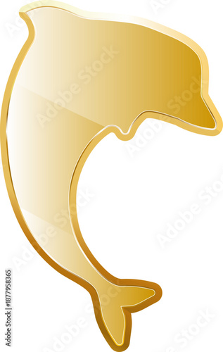 Dolphin gold icon. Isolated on transparent background.