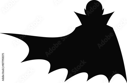 Dramatic vampire silhouette with cape Dracula horror movie character graphic design element for halloween party invitation scary night poster gothic novel cover spooky season background creepy costume