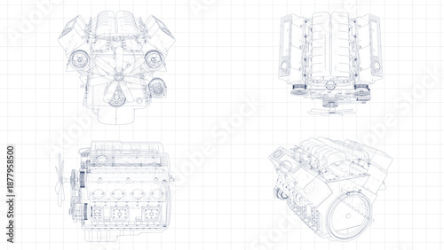 3d Sketch of an engine