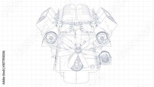 3d Sketch of an engine