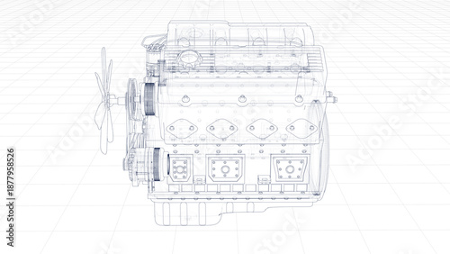 3d Sketch of an engine