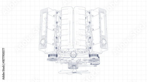 3d Sketch of an engine