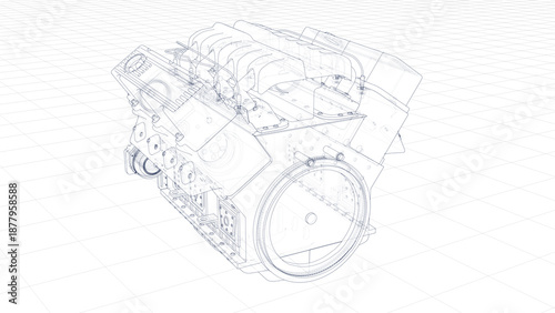 3d Sketch of an engine