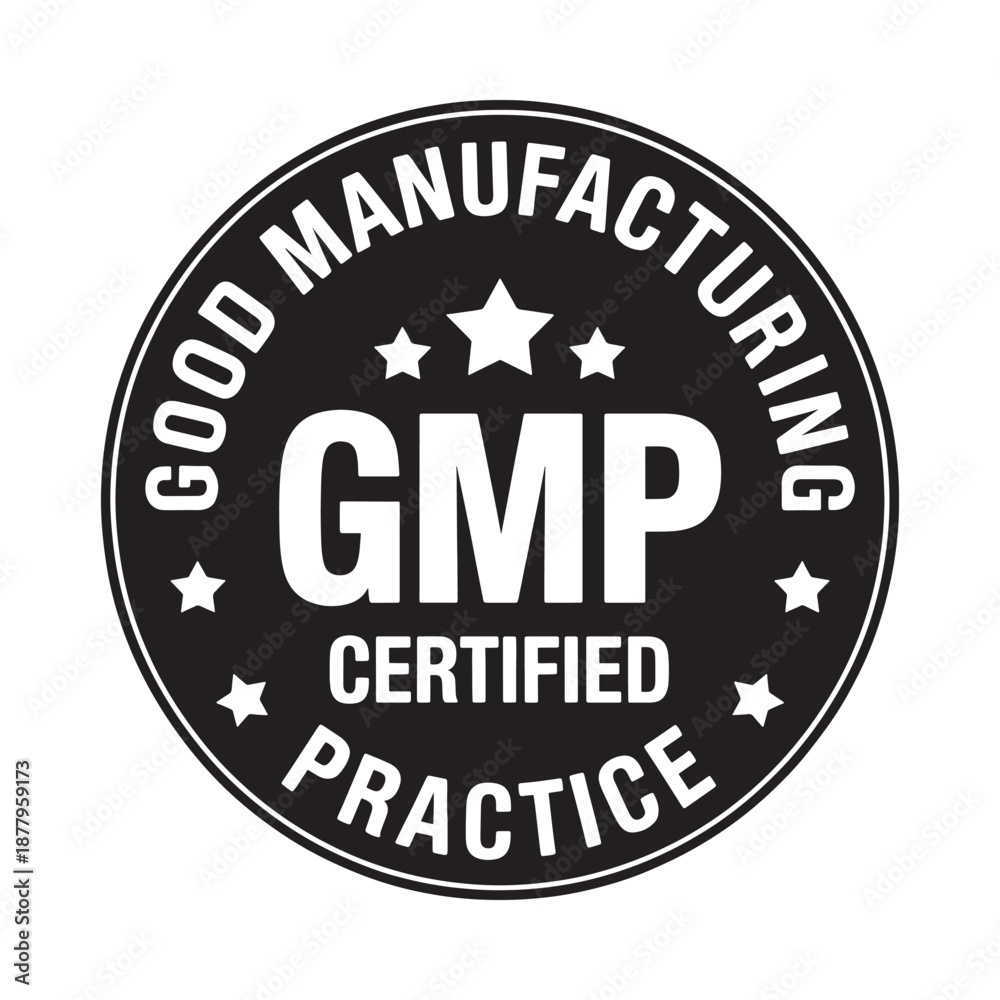 Fototapeta premium Good manufacturing practice gmp certified logo high quality