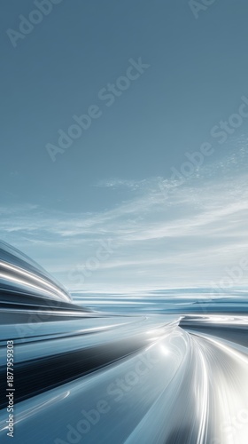 Digital Horizon, Abstract Futuristic Landscape With Smooth Light Planes, Soft Blue and Silver Tones, Calm Enterprise Technology Vision, Minimal Clean Cinematic Wide View