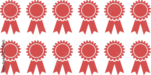 Seamless pattern of red award ribbons for achievements and quality assurance vector background for product certification success recognition and best service guarantee graphic design element for corpo