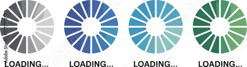 Creative loading process bars graphic illustration in various colors showing progress for website construction and app development interface design element for data transfer and system update indicato