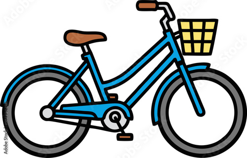 Blue bicycle with front basket for urban commuting and leisure rides.