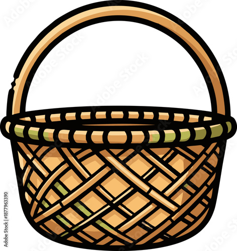 Empty Woven Basket with Handle.