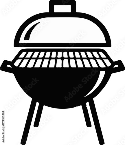 Icon of a black and white charcoal grill with a lid