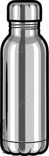 Sleek Stainless Steel Water Bottle with Screw Cap, Reusable and Eco-Friendly Hydration Solution.