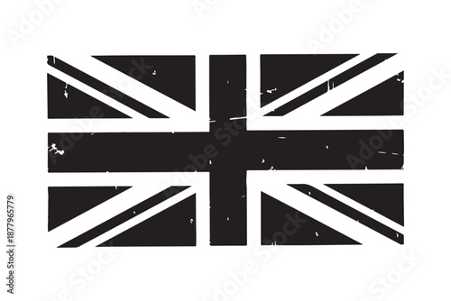 Grunge union jack flag silhouette vector art with vintage texture design