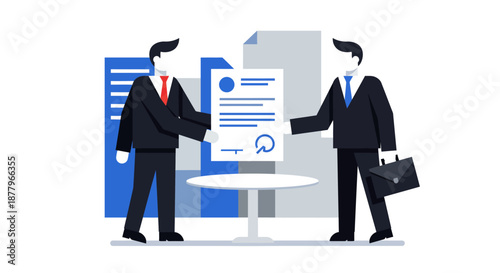 Businessmen Shaking Hands Over Contract.