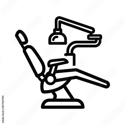 Dental Chair Icon - Simple Line Art Illustration