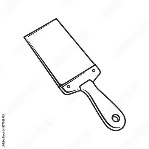 Black and White Line Drawing of a Putty Knife