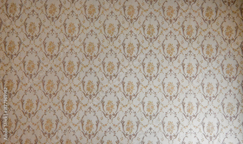 old retro vintage ornament wallpaper on background. Background wall design.