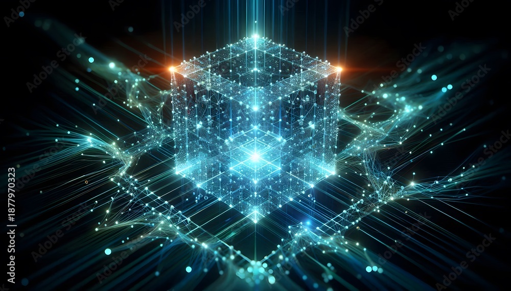 Fototapeta premium Illuminated network grid