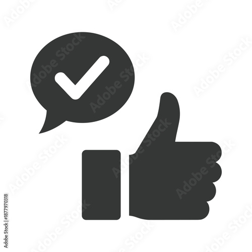 Thumbs Up and Check Mark Icon Symbolizing Approval