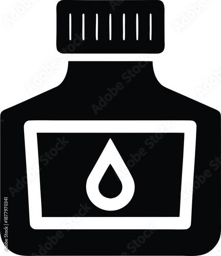 Ink bottle silhouette vector on transparent background