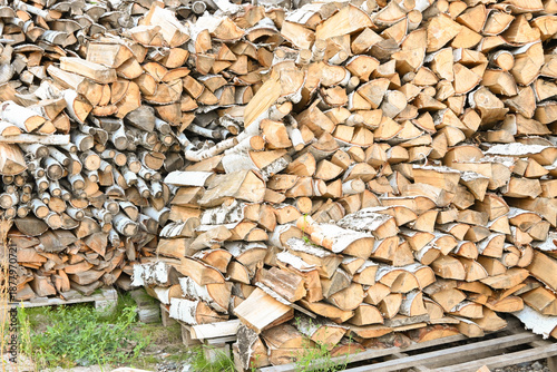 Firewood prepared for stove heating winter