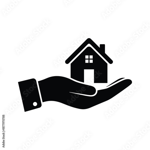 Hand Holding House Icon - Real Estate Protection Concept