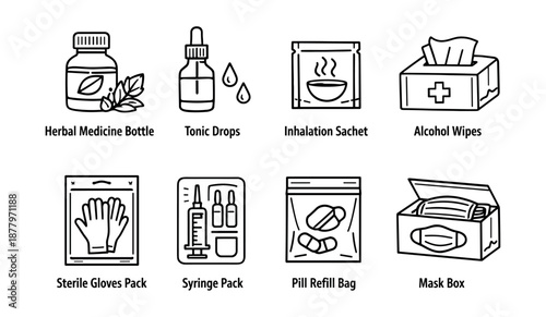 Medical and Health Outline Icons Set
