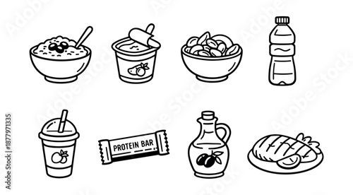 Food and Drink Monochrome Icons Set