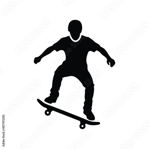 Skateboarder silhoutte vector illustration of jumping boy for urban sports design