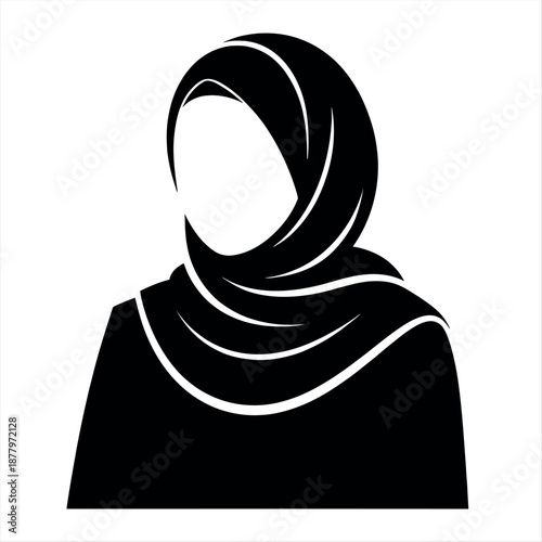 Silhouette of a woman wearing a hijab Vector