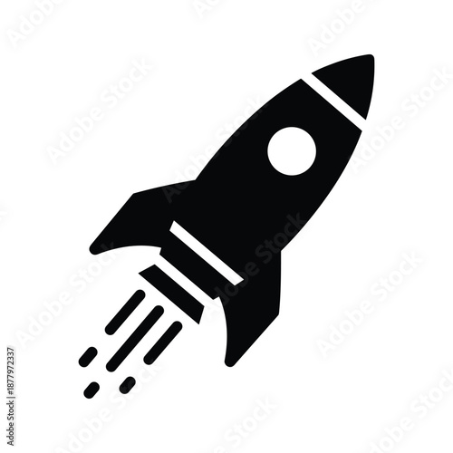 Black Rocket Ship Silhouette Icon