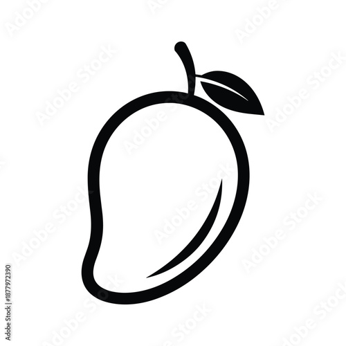 Simple Black and White Mango Icon Illustration