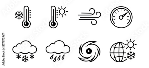 Weather line icons set