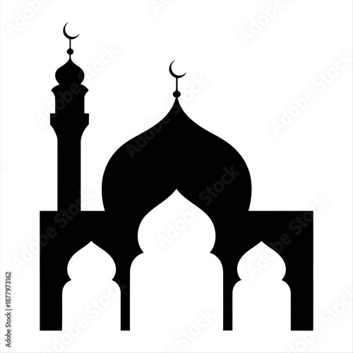 Silhouette of a mosque with crescent moons Vector