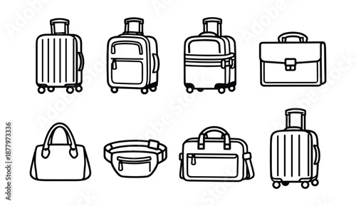 Bags and Luggage Line Icons Set